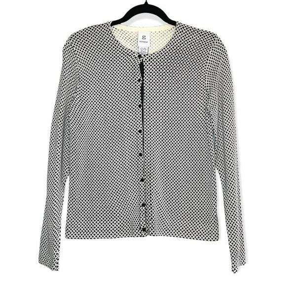 G Knitwear Silk Blend Cardigan Black and Cream Size Small - Picture 1 of 9